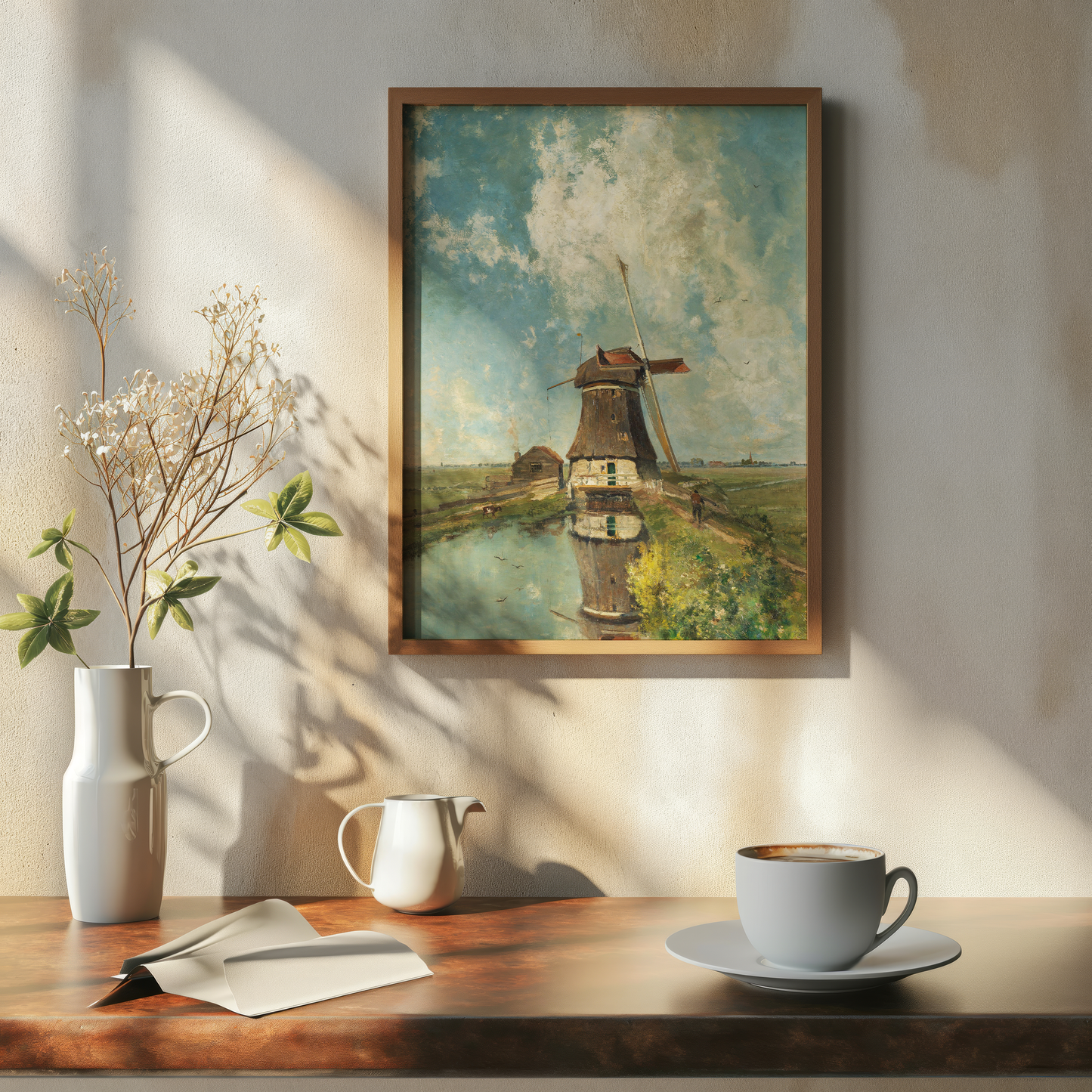 A Windmill On A Polder Waterway